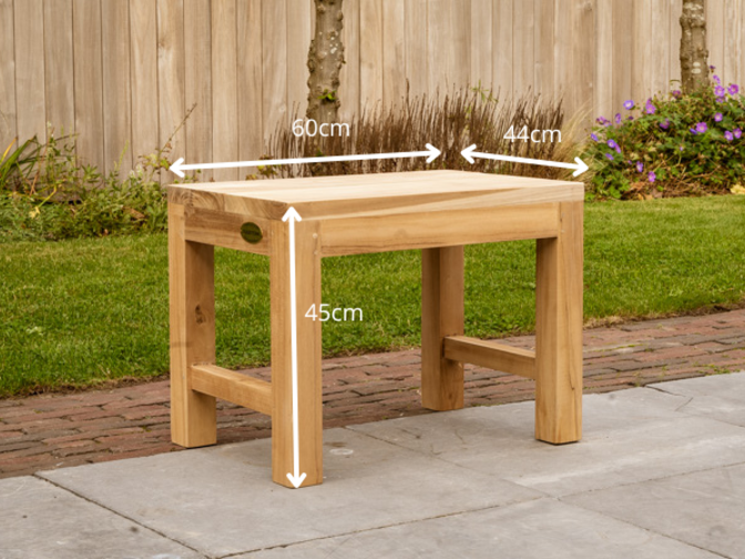 Teak tuinbank Napoli 60cm zonder rugleuning