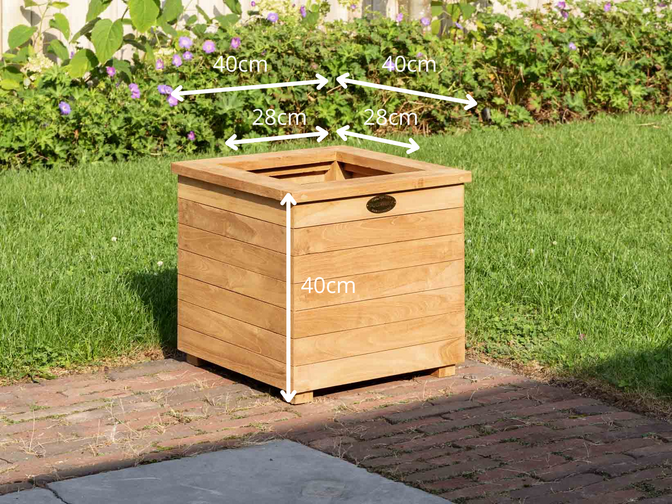 Teak bloembak 40x40x40cm
