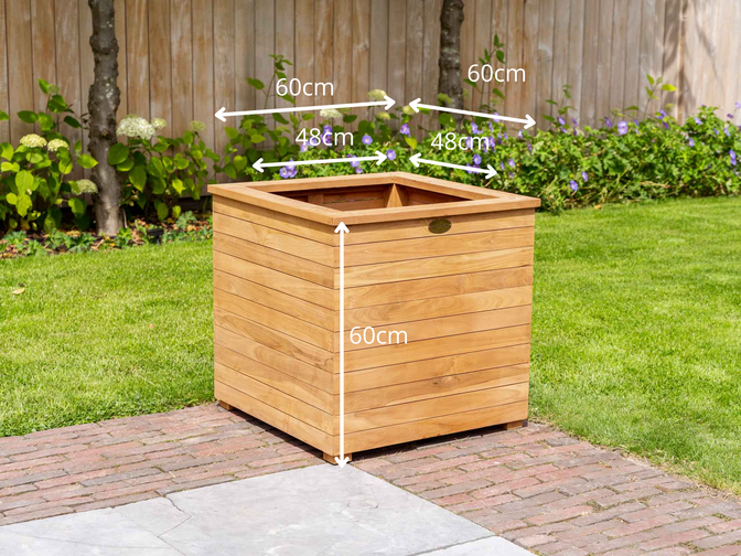 Teak bloembak 60x60x60cm