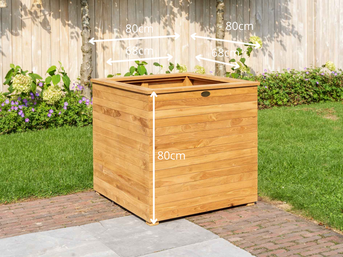 Teak bloembak 80x80x80cm