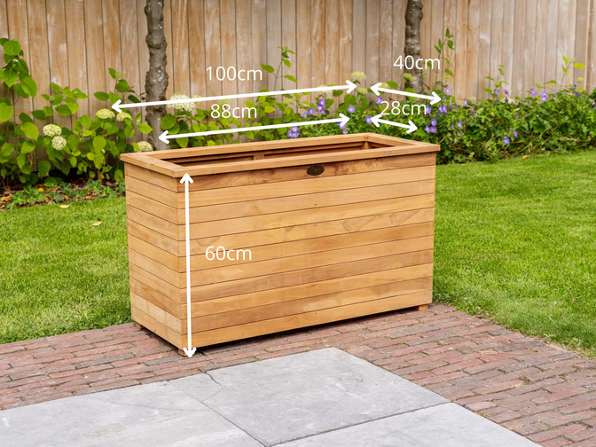 Teak plantenbak 40x100x60cm