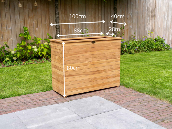 Teak plantenbak 40x100x80cm
