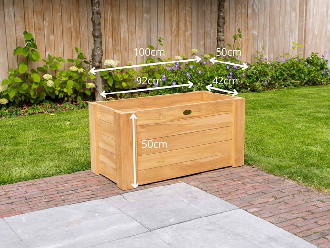 Teakhouten Bloembak 50x100x50cm