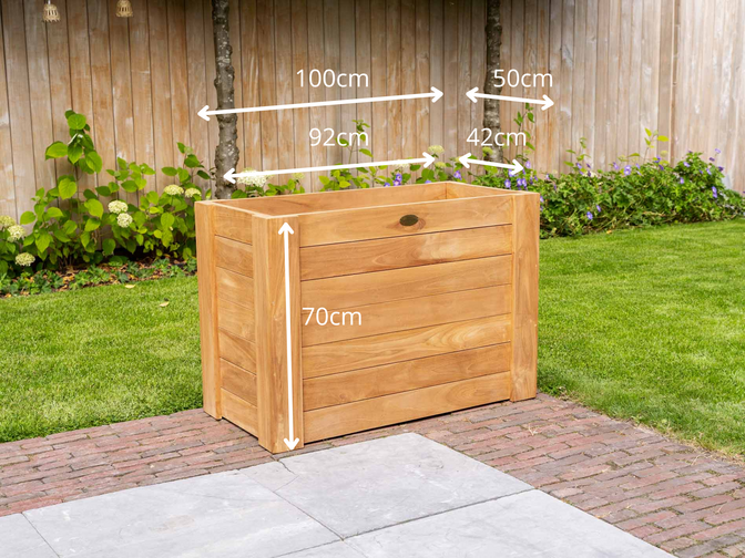Teakhouten Bloembak 50x100x70cm