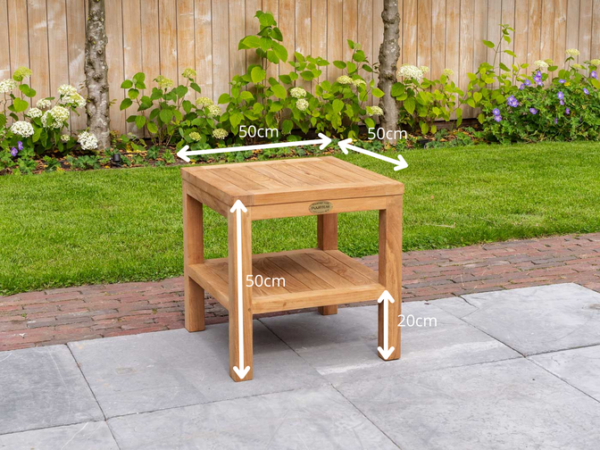 Teak bijzettafel Roma 50