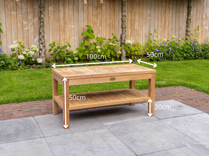 Teak bijzettafel Roma 100