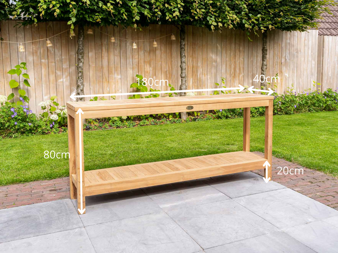 Teakhouten sidetable Roma 180cm