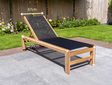 Teak ligbed Trento met Batyline Zwart