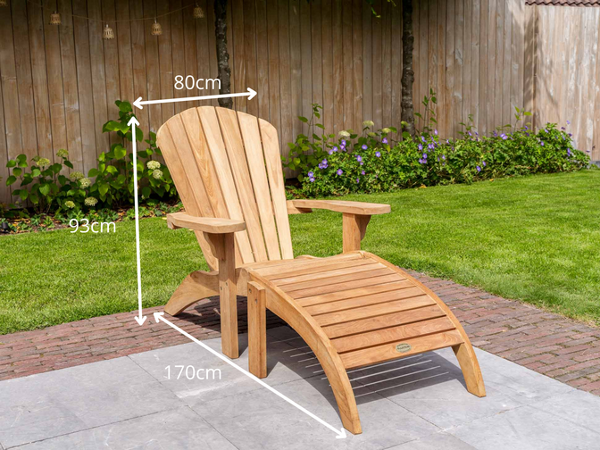 Ligstoel Riviera met voetenbankje