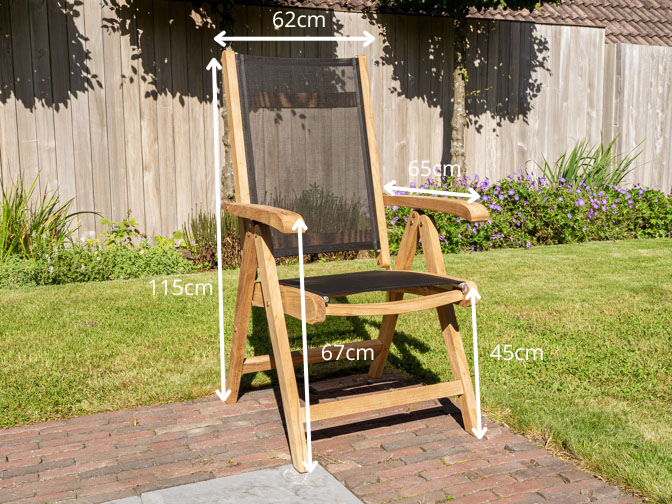 Teak tuinstoel Genova Batyline Zwart