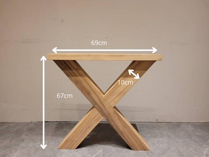 Hardhouten tafelpoot X (per set)