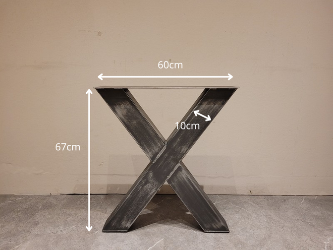 Metalen tafel poot X - rustiek zwart (per set)