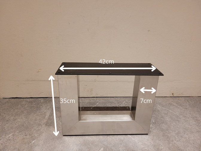Metalen poot U salontafel - RVS (per set)