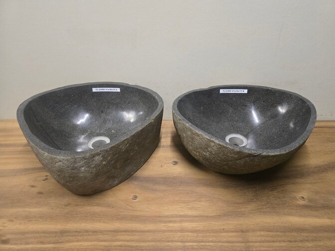 2 waskommen uit 1 steen - 41x38x15cm - FL23456