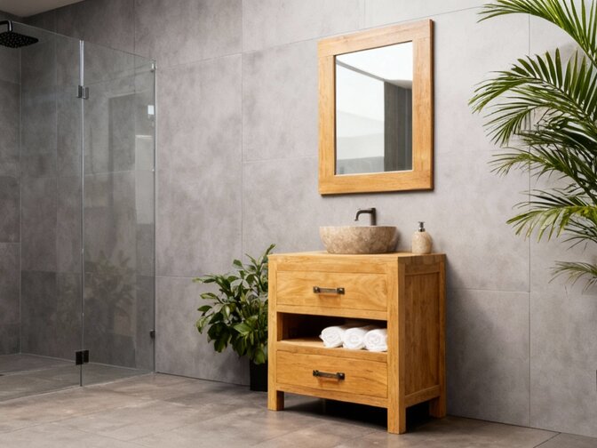 Compleet wastafelmeubel set 80cm  - Naturel