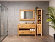 Badkamermeubelset 140cm Naturel incl  kast, spiegel & waskommen