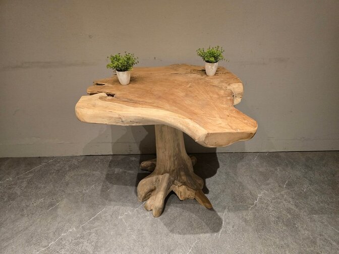 Wortelhouten eettafel 80x80x80cm - SR2584-01