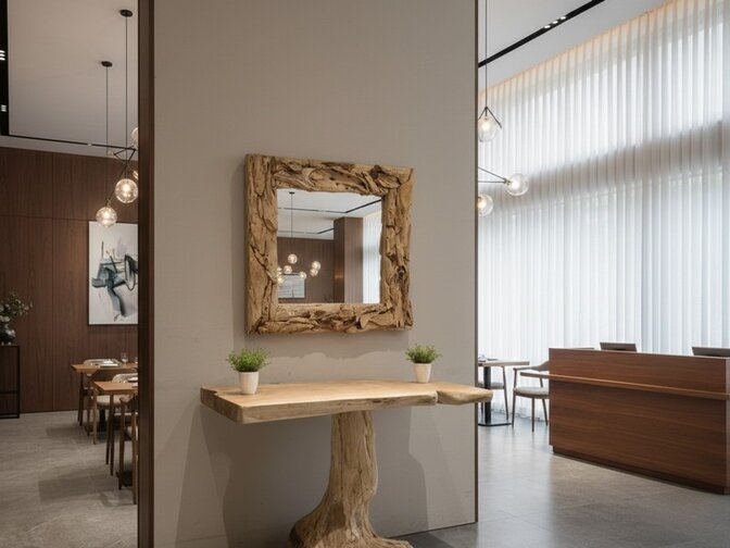 Spiegel, rustiek vierkant 80x80cm