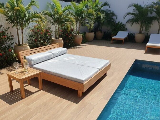 2-persoons bed Gavia - Teakhout - ligbed