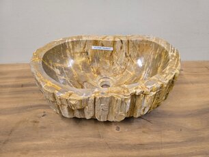 Waskom van versteend hout - 53x36x17cm - FL23548