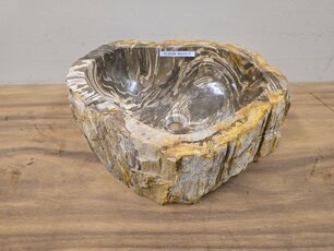 Waskom van versteend hout -46x37x15cm - FL23549