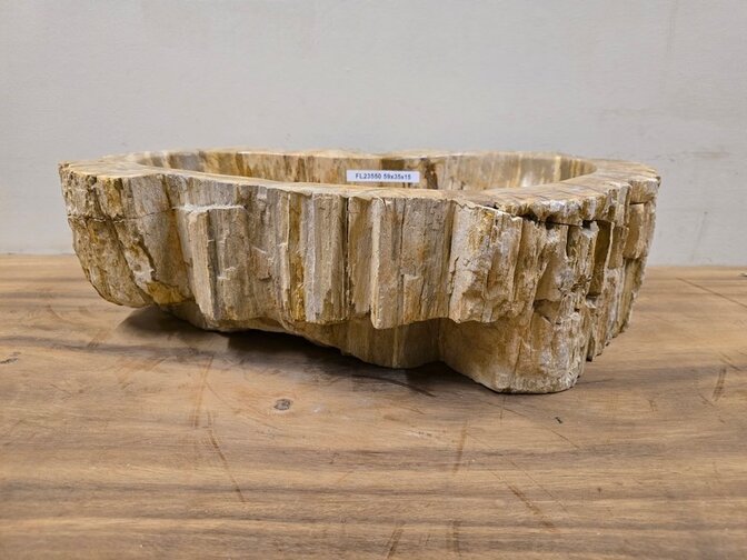 Waskom van versteend hout -59x35x15cm - FL23550