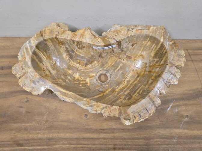 Waskom van versteend hout -59x35x15cm - FL23550