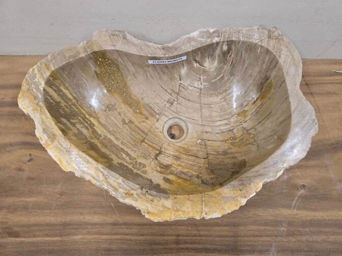 Waskom van versteend hout -60x40x15cm - FL23551