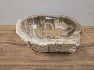 Waskom van versteend hout -52x39x15cm - FL23552
