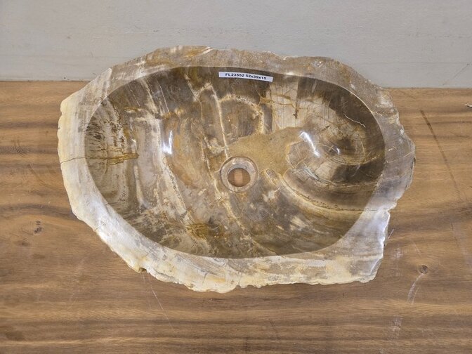 Waskom van versteend hout -52x39x15cm - FL23552