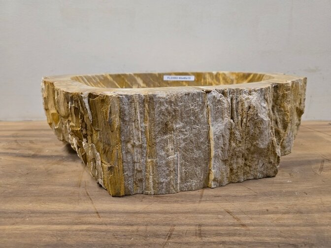 Waskom van versteend hout -60x40x15cm - FL23553