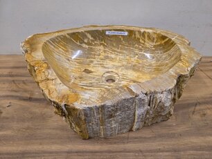 Waskom van versteend hout -60x40x15cm - FL23553