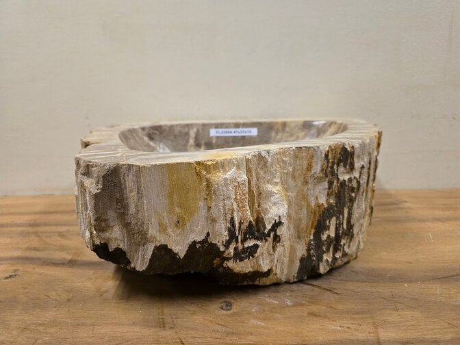 Waskom van versteend hout -47x37x15cm - FL23554