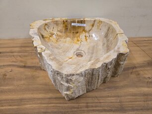 Waskom van versteend hout -50x45x16cm - FL23555