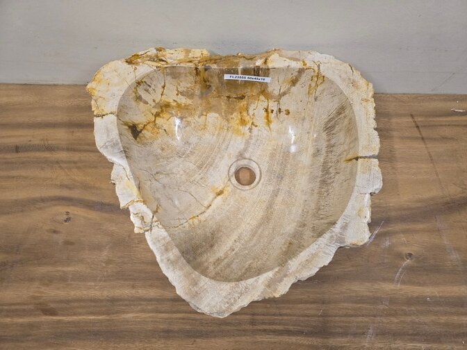 Waskom van versteend hout -50x45x16cm - FL23555