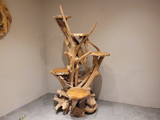 Etagere rustiek teak wortelhout - 200cm