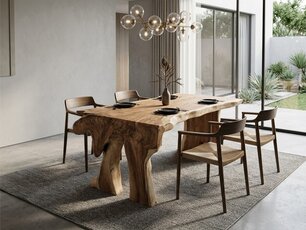 Boomstamtafel L met 1 vaste poot 70/95x210cm