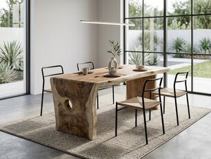 Boomstamtafel L met 1 vaste poot 70/75x205cm