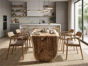 Boomstamtafel L met 1 vaste poot 75/85x165cm