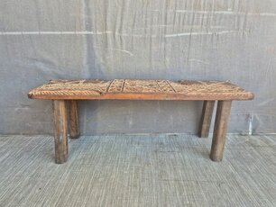 Bankje met houtsnijwerk - Paard - 100x30x40cm