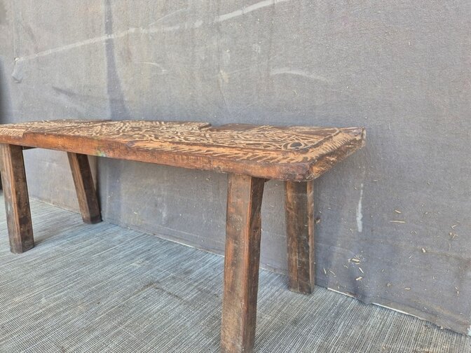 Bankje met houtsnijwerk - Paard - 100x30x40cm