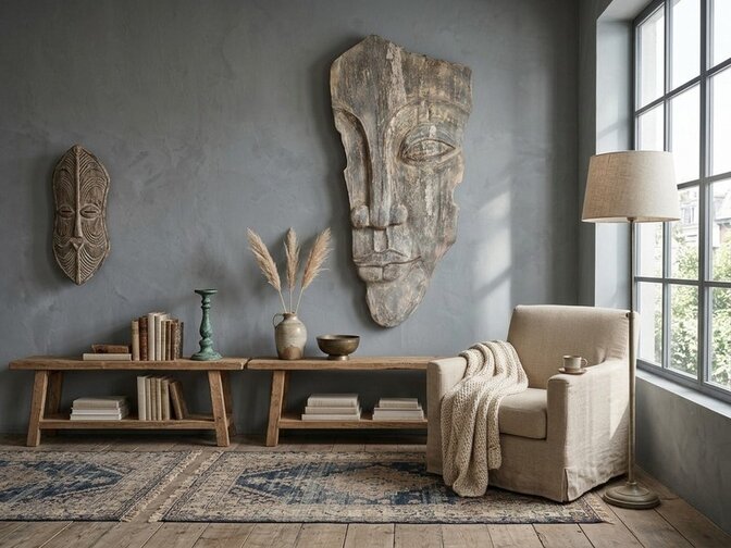 Muurdecoratie - Gezicht wit - 60x120cm