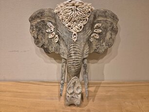 Olifantenkop met schelpen - 40cm