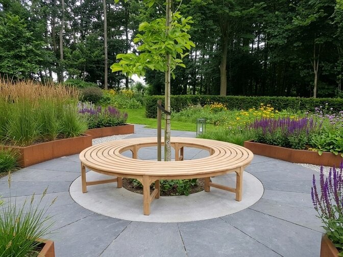 Teak boombank zonder rugleuning 220cm