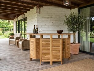 Teak bar rond inklapbaar