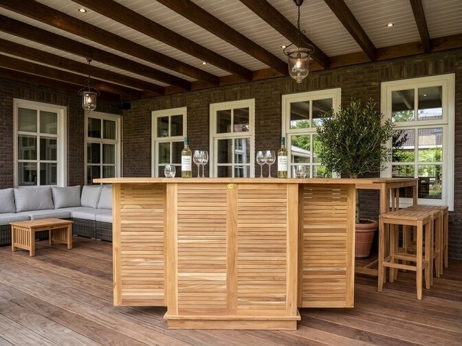 Teak bar recht inklapbaar