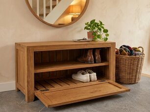 Teak schoenenkastje 90cm - Naturel
