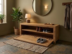 Teak schoenenkastje 130cm - Naturel