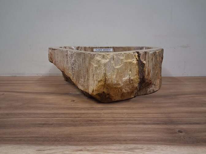 Waskom van versteend hout - 46x36x15cm - FL23676