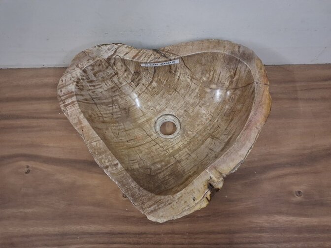 Waskom van versteend hout - 46x36x15cm - FL23676